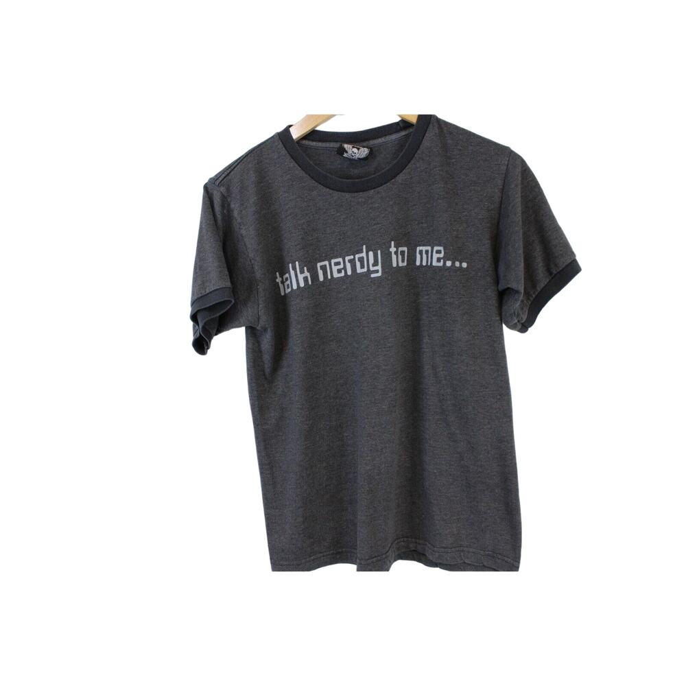 Talk nerdy To me T Shirt Junk Food Adult Small Mens Funny Graphic Gray